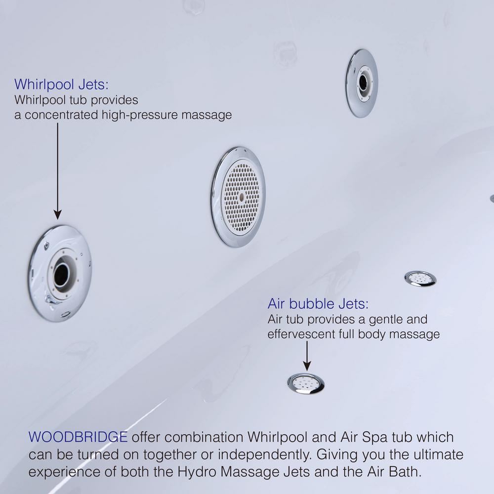 Andria 67 in. Acrylic Freestanding Flat Bottom Whirlpool and Air Bathtub with Drain and Overflow Included in White - Super Arbor