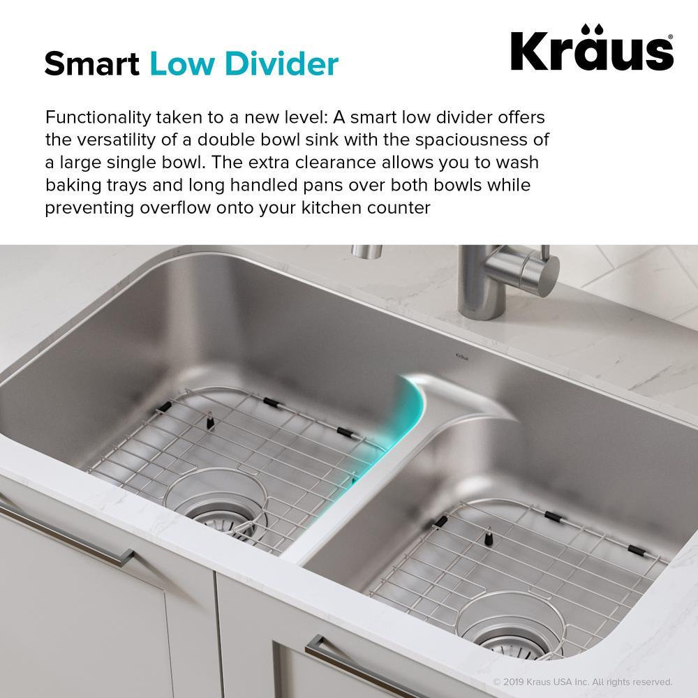 Premier Undermount Stainless Steel 32 in. 16-Gauge 50/50 Double Bowl Kitchen Sink - Super Arbor