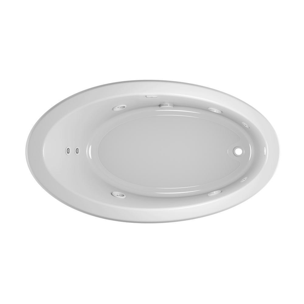 Jacuzzi RIVA 66 in. x 38 in. Acrylic Right-Hand Drain Rectangular Drop-in Whirlpool Bathtub with Heater, White