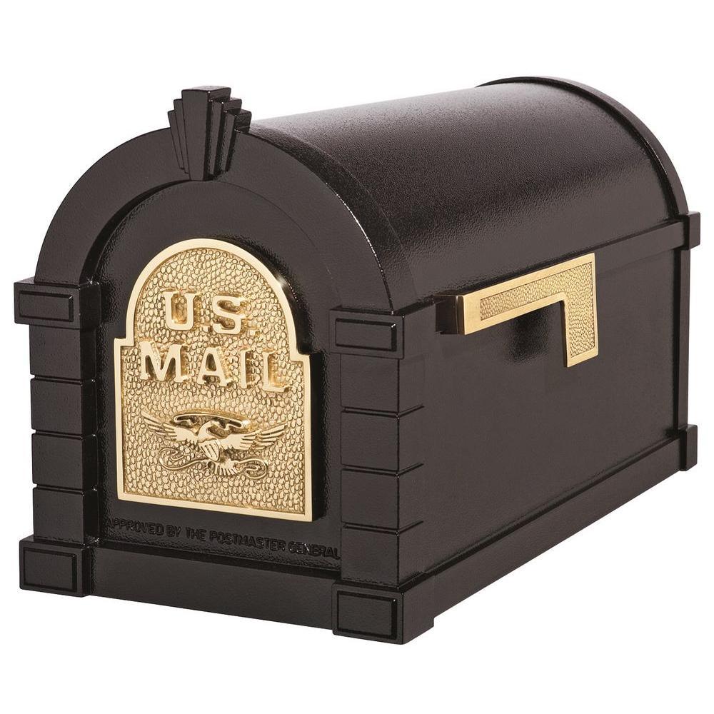 Keystone Series Aluminum Post-Mount Mailbox Black with Antique Bronze - Super Arbor