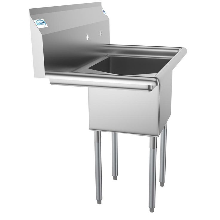 Freestanding Stainless Steel 33 in. 2-Hole Single Bowl Commercial Kitchen Sink with Left Side Drainboard