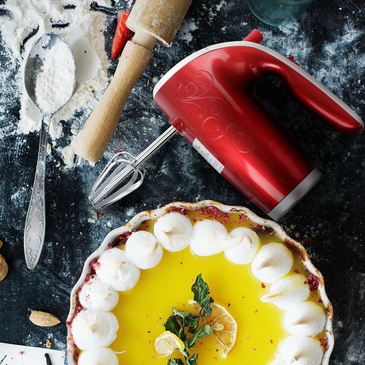 5-Speed Red Hand Mixer with Beaters and Dough Hooks