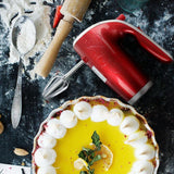 5-Speed Red Hand Mixer with Beaters and Dough Hooks