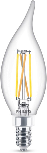 Philips 75-Watt Equivalent BA11 Dimmable Edison Glass LED Candle Light Bulb, Bent Tip, E12 Candelabra Base, Daylight 5000K, 12-Pack