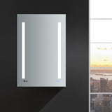Fresca Tiempo 24-in x 36-in Lighted LED Fog Free Surface/Recessed Mount LED Lighting- Left Mirrored Soft Close Medicine Cabinet with Outlet