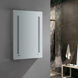 Fresca Tiempo 24-in x 36-in Lighted LED Fog Free Surface/Recessed Mount LED Lighting- Left Mirrored Soft Close Medicine Cabinet with Outlet