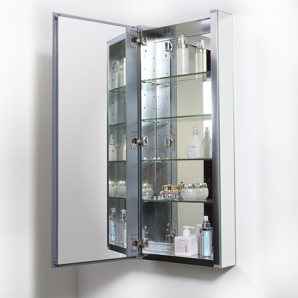 Fresca 15-in x 36-in Surface/Recessed Mount Mirror Mirrored Medicine Cabinet