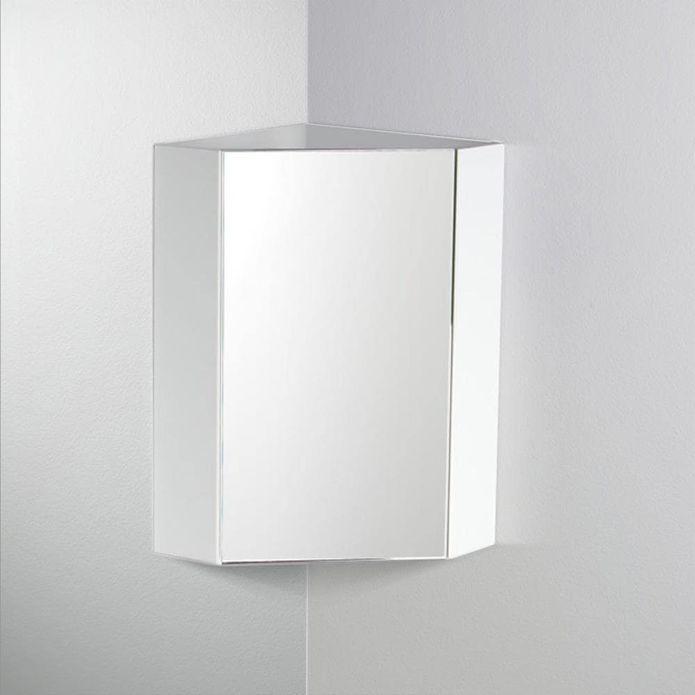 Fresca Coda 14-in x 23.5-in Surface Mount White Mirrored Soft Close Medicine Cabinet
