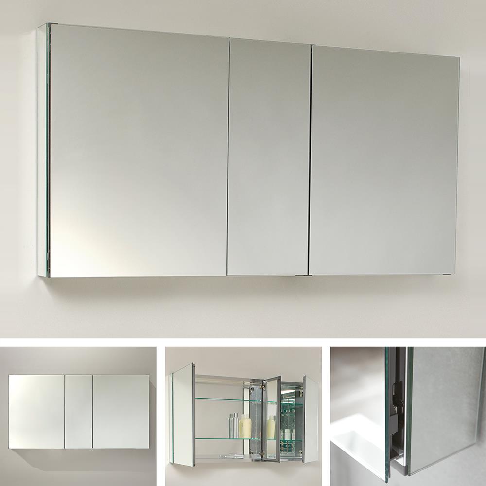 Fresca 49-in x 26-in Surface/Recessed Mount Mirror Mirrored Medicine Cabinet