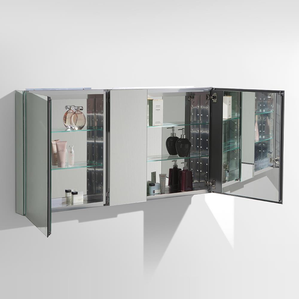 Fresca 49-in x 26-in Surface/Recessed Mount Mirror Mirrored Medicine Cabinet