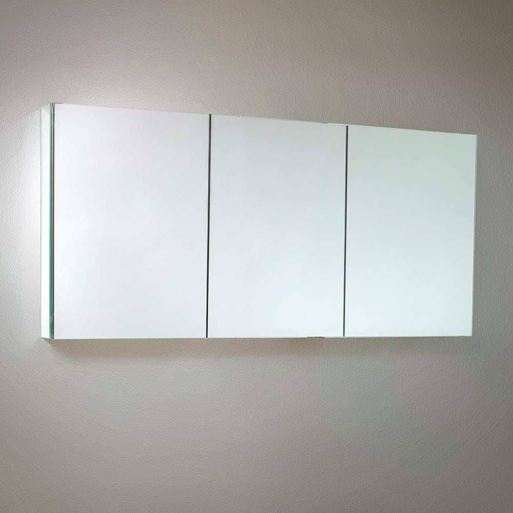 Fresca 59-in x 26-in Surface/Recessed Mount Mirror Mirrored Medicine Cabinet