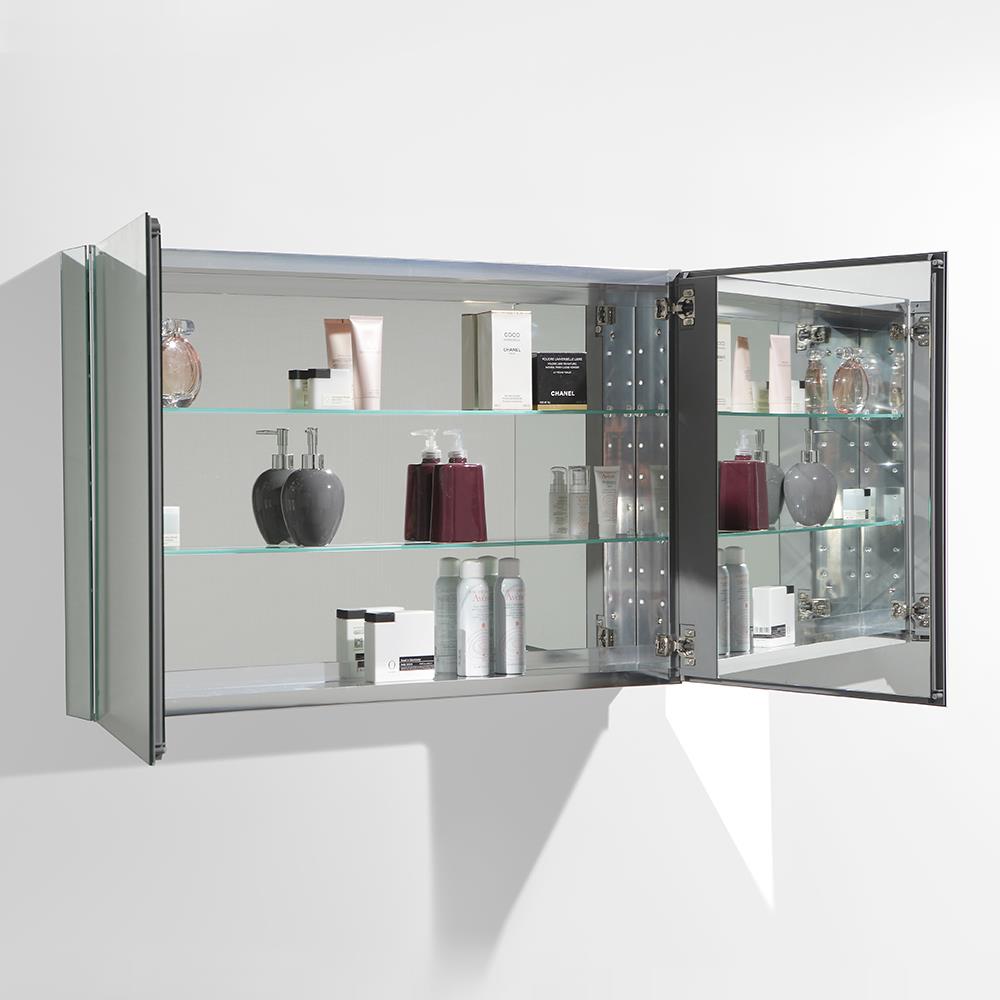 Fresca 40-in x 26-in Surface/Recessed Mount Mirror Mirrored Medicine Cabinet