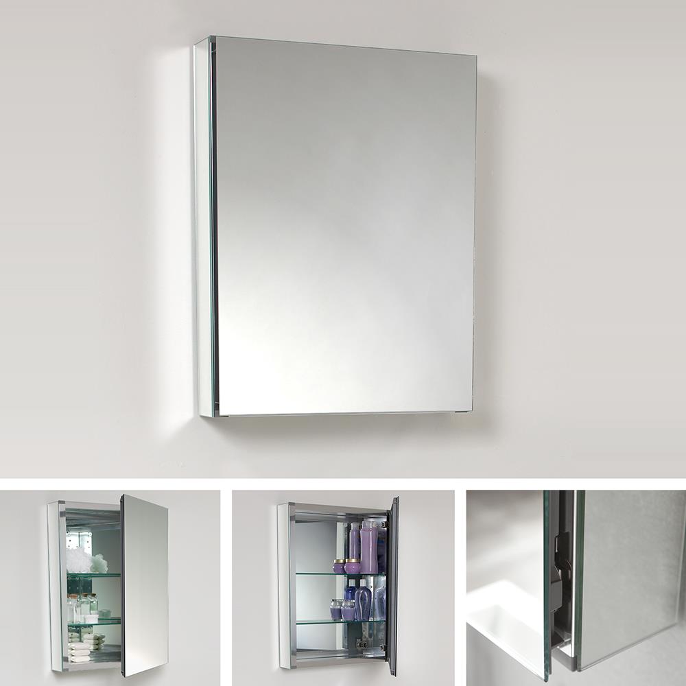 Fresca 20-in x 26-in Surface/Recessed Mount Mirror Mirrored Medicine Cabinet