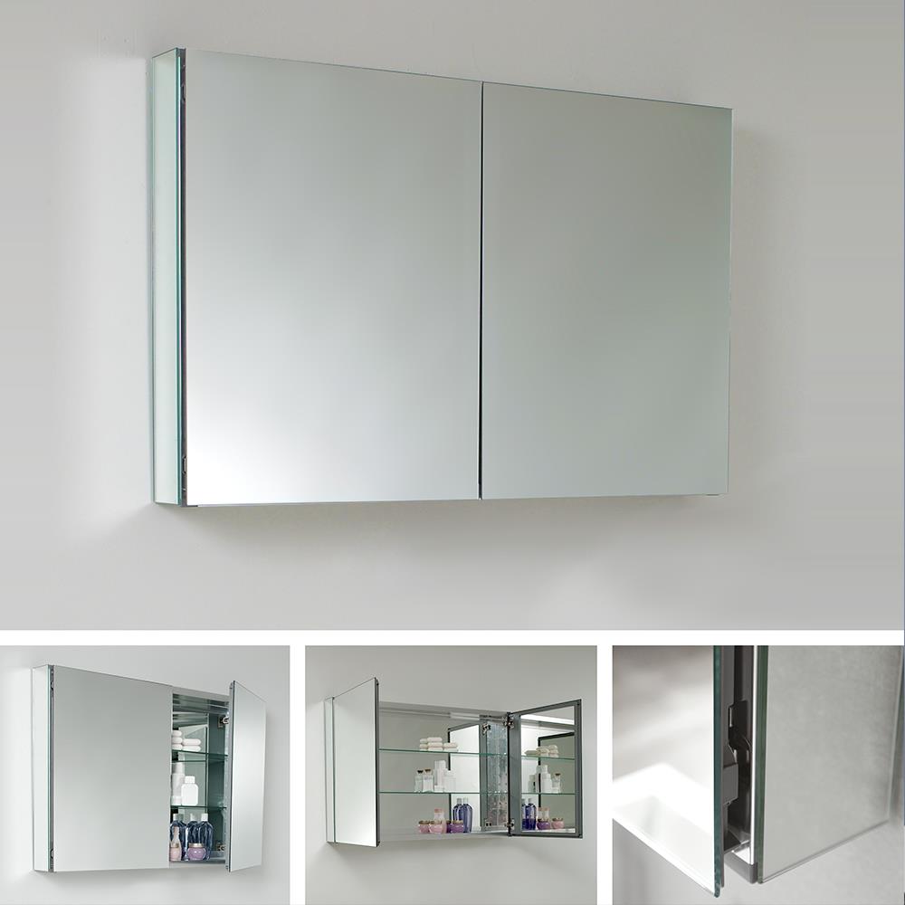 Fresca 40-in x 26-in Surface/Recessed Mount Mirror Mirrored Medicine Cabinet