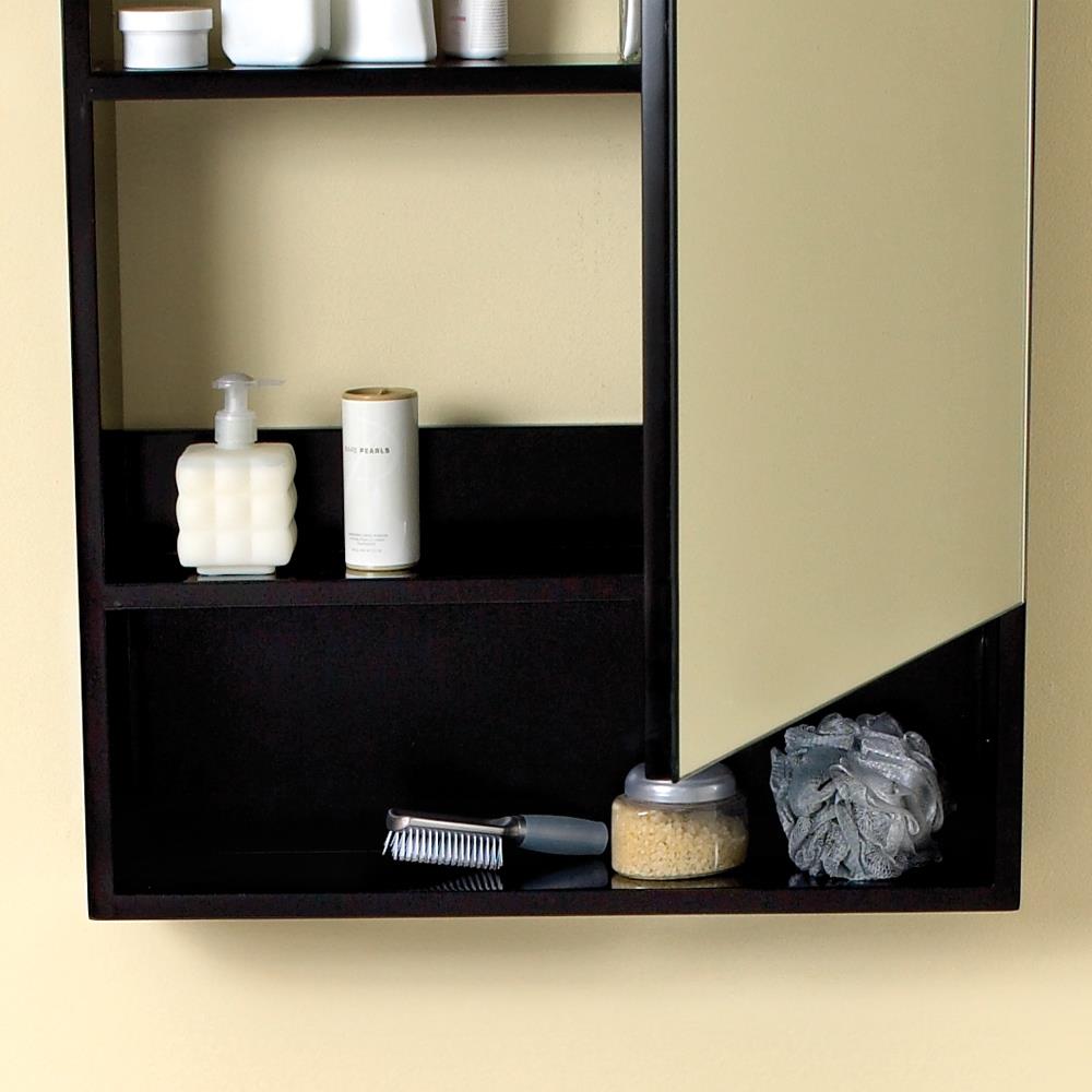 Fresca 24-in x 33.5-in Fog Free Surface Mount Espresso Mirrored Medicine Cabinet
