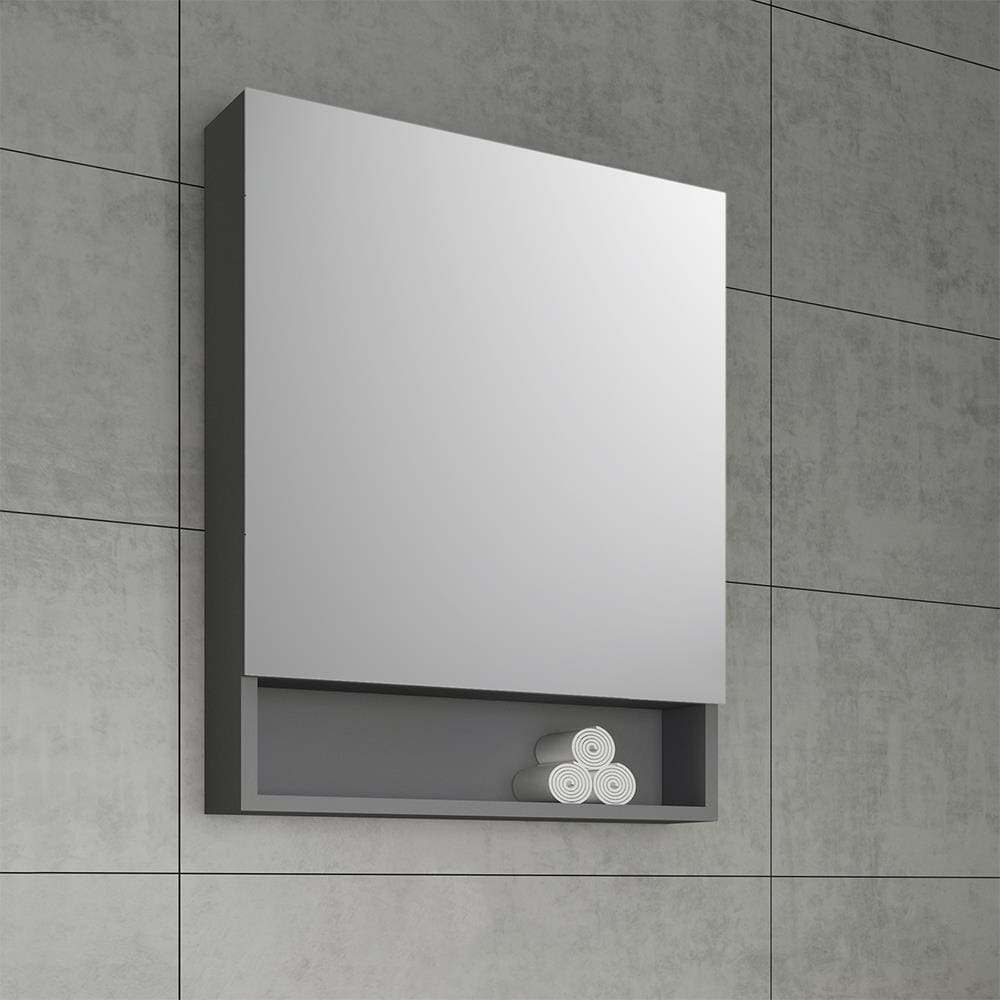 Fresca 24-in x 33.5-in Fog Free Surface Mount Gray Mirrored Medicine Cabinet