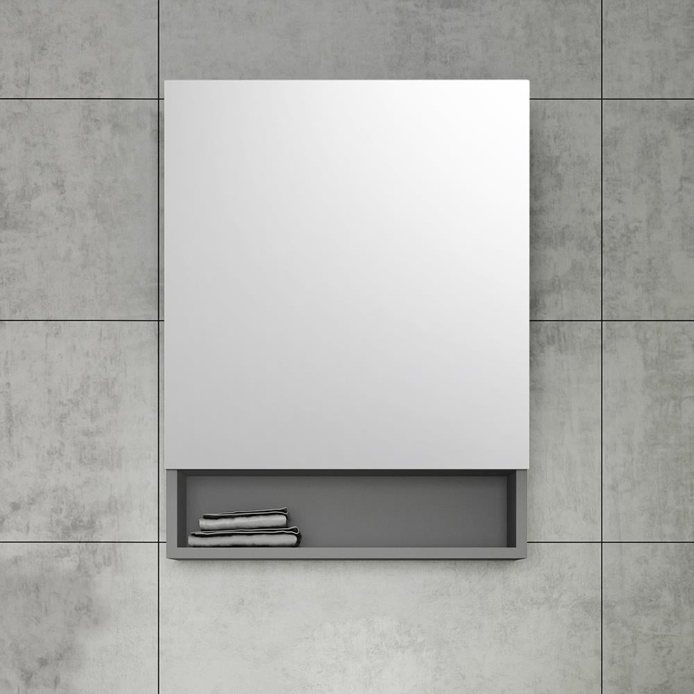 Fresca 24-in x 33.5-in Fog Free Surface Mount Gray Mirrored Medicine Cabinet