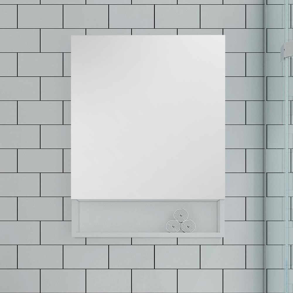 Fresca 24-in x 33.5-in Fog Free Surface Mount White Mirrored Medicine Cabinet