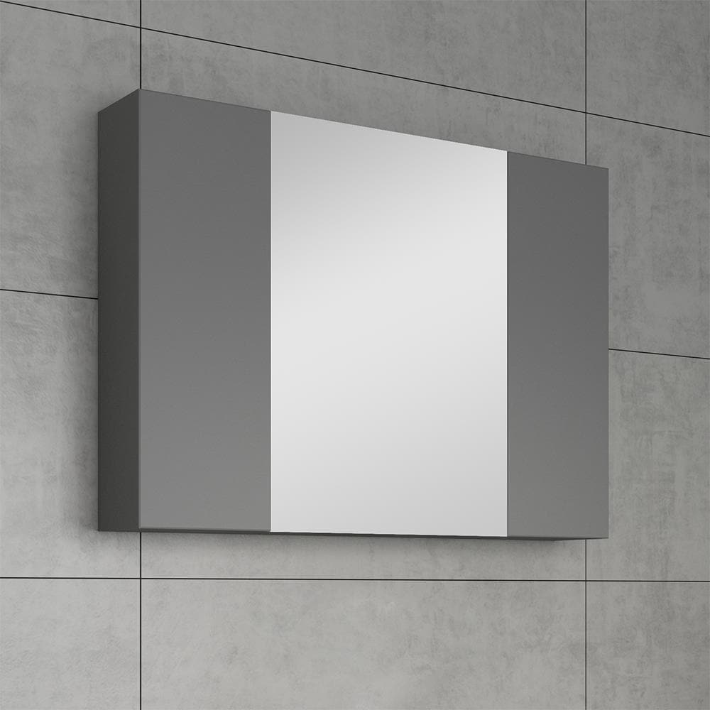 Fresca Modello 32-in x 23.65-in Surface Mount Gray Mirrored Soft Close Medicine Cabinet