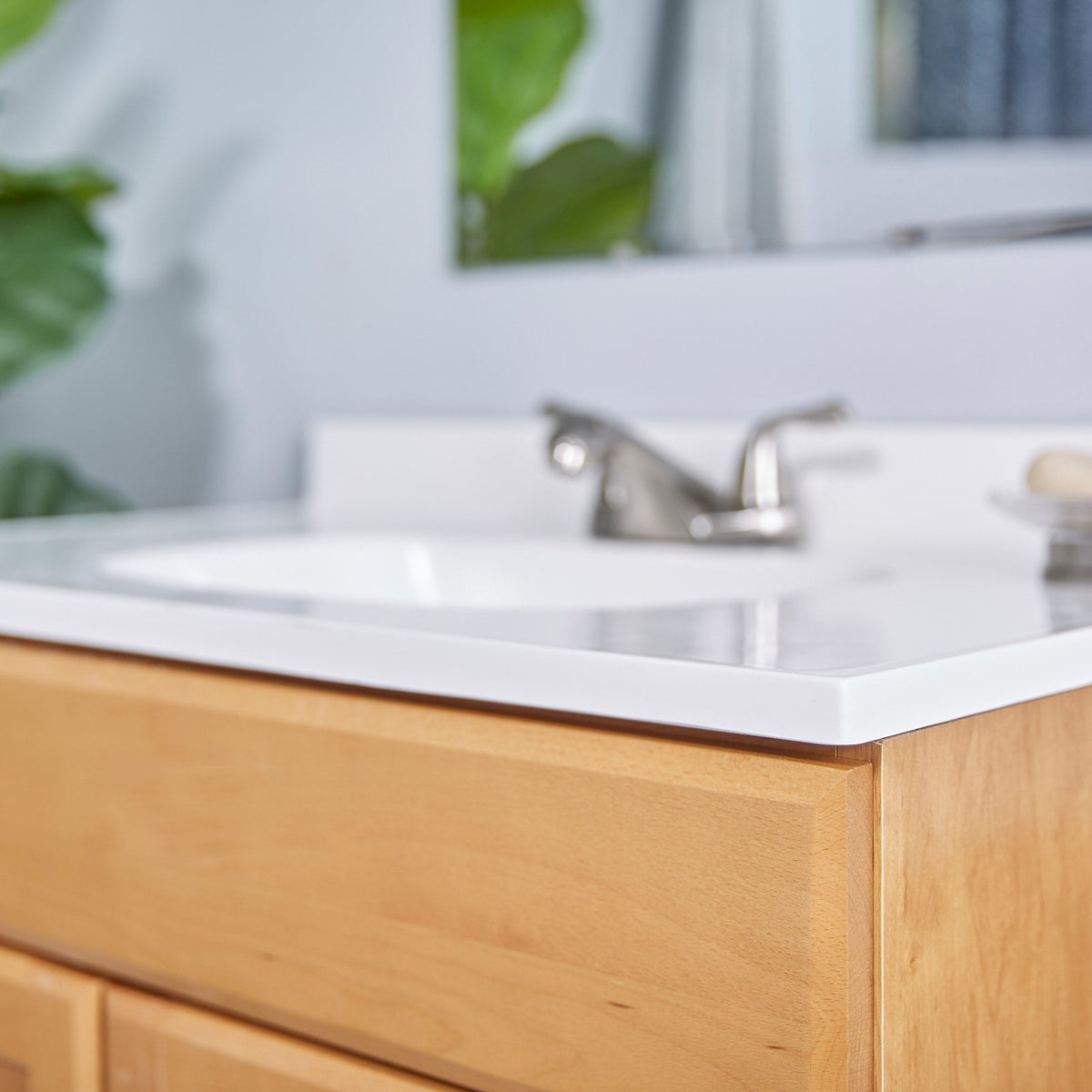 Project Source 30-in Golden Single Sink Bathroom Vanity with White Cultured Marble Top