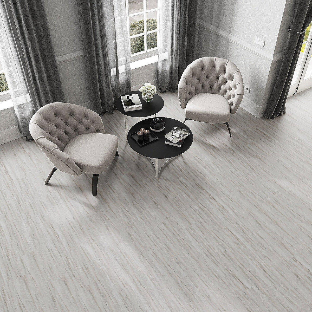 Lucida USA BaseCore Winter Gray 12-mil x 6-in W x 36-in L Waterproof Peel and Stick Vinyl Plank Flooring (54-sq ft/ Carton)