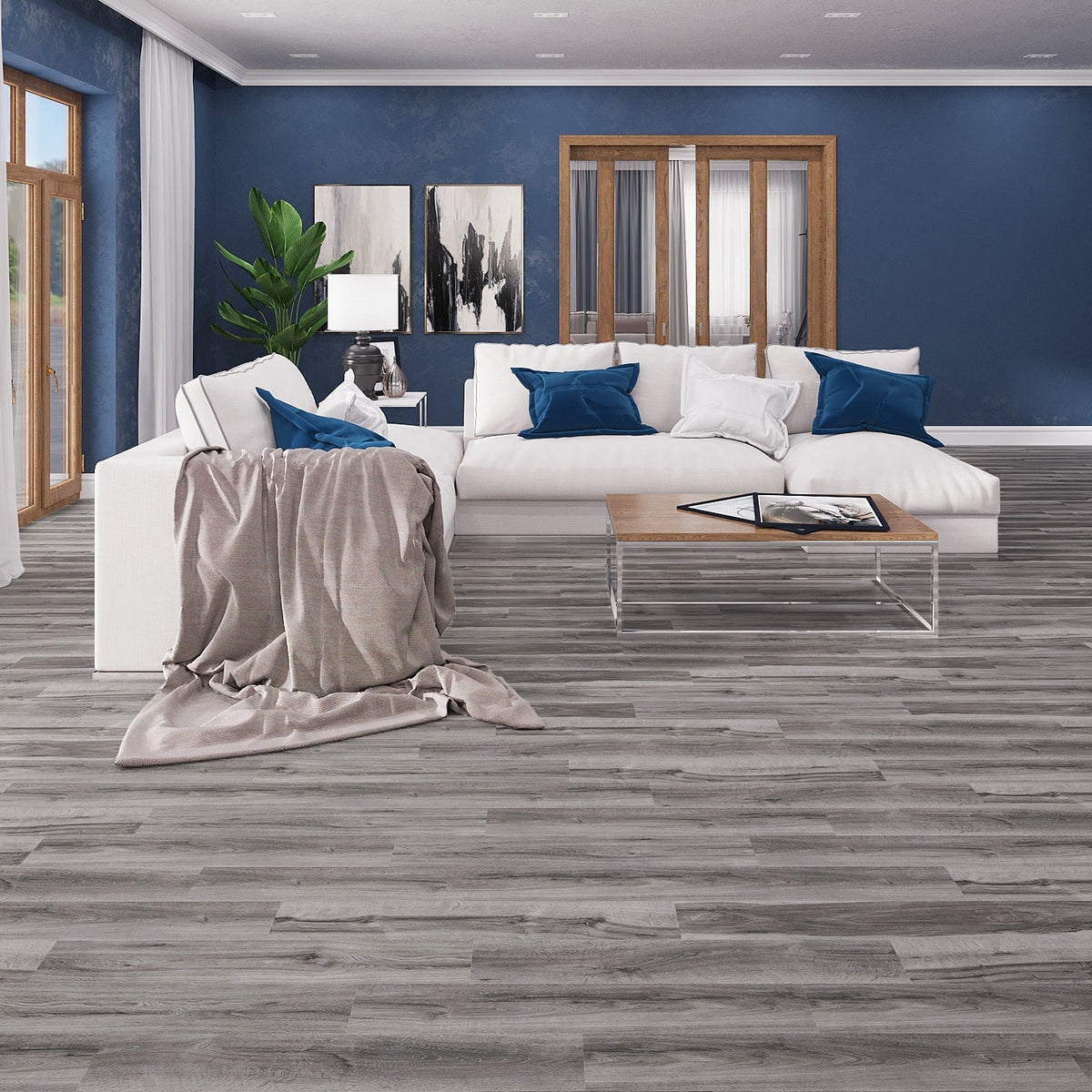 Lucida USA BaseCore Kiln Gray 12-mil x 6-in W x 36-in L Waterproof Peel and Stick Vinyl Plank Flooring (54-sq ft/ Carton)