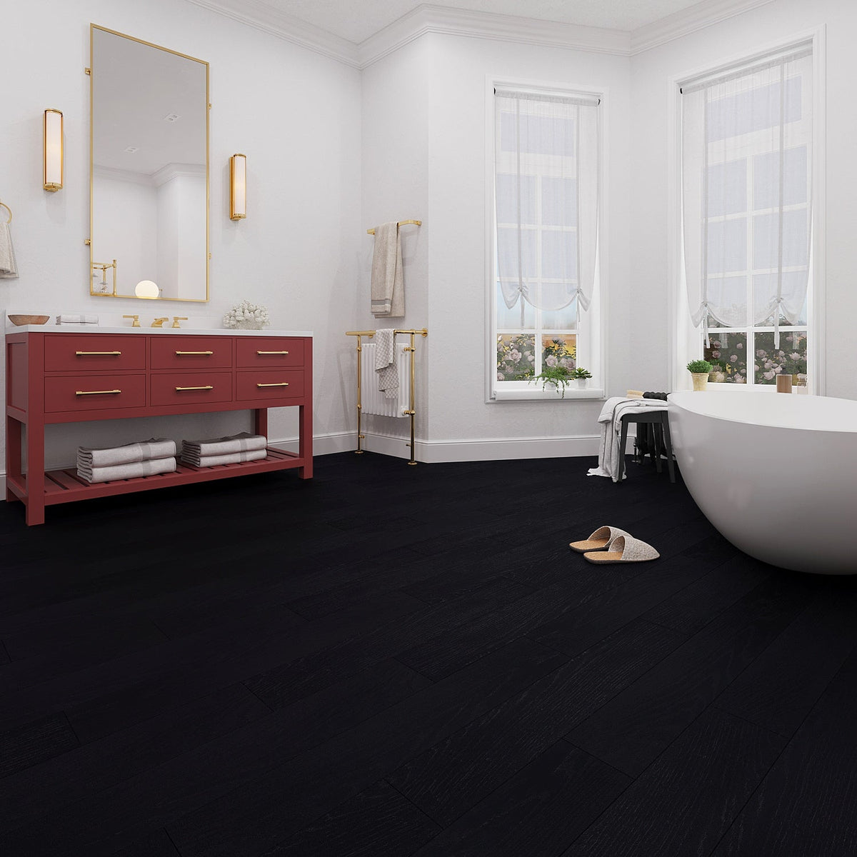Lucida USA BaseCore Nero Black 12-mil x 6-in W x 36-in L Waterproof Peel and Stick Vinyl Plank Flooring (54-sq ft/ Carton)