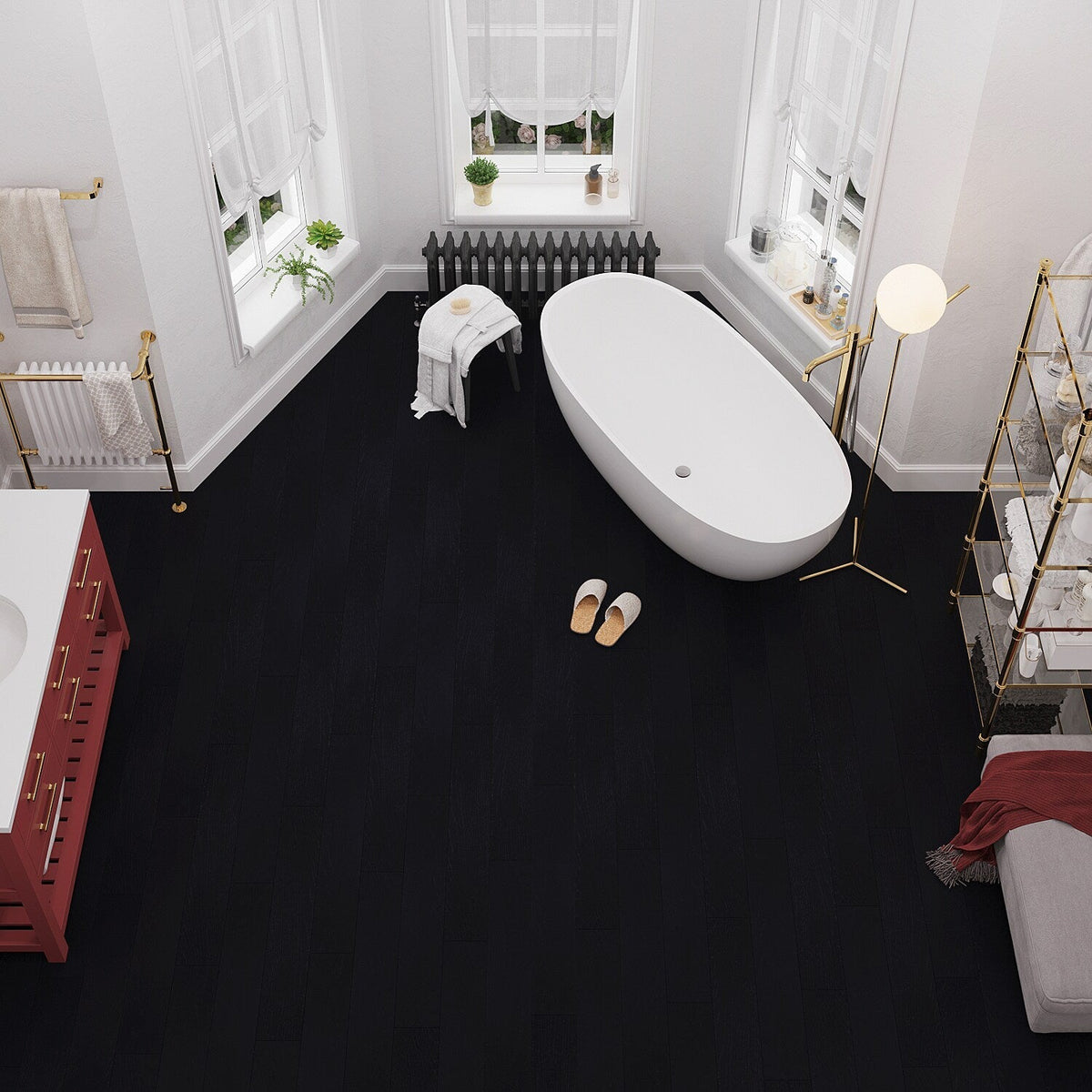 Lucida USA BaseCore Nero Black 12-mil x 6-in W x 36-in L Waterproof Peel and Stick Vinyl Plank Flooring (54-sq ft/ Carton)