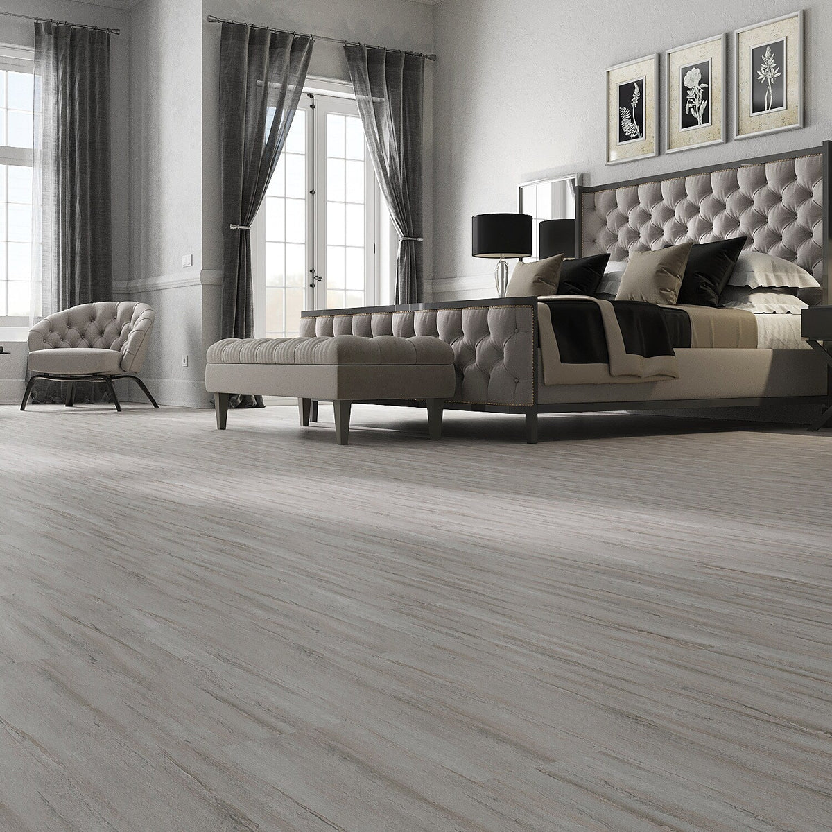 Lucida USA BaseCore Winter Gray 12-mil x 6-in W x 36-in L Waterproof Peel and Stick Vinyl Plank Flooring (54-sq ft/ Carton)