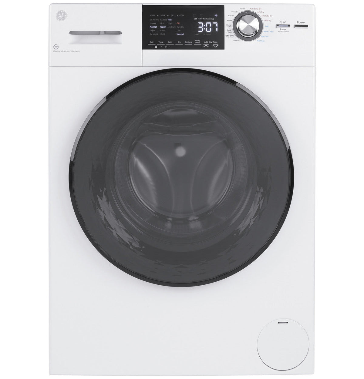 GE 2.4 cu. ft. White High-Efficiency 120-Volt Ventless Electric All-in-One Washer Dryer Combo