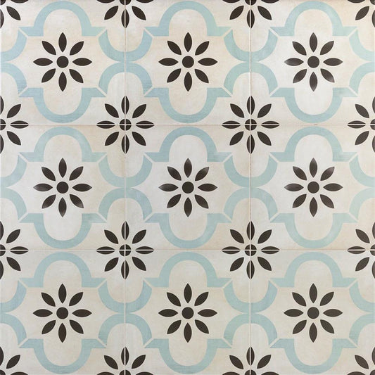 Artmore Tile Magnifico Beige and Blue 9-in x 9-in Glazed Porcelain Encaustic Floor and Wall Tile product image