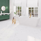 Lucida USA Marble White Stone Look 12-mil x 12-in W x 12-in L Waterproof Peel and Stick Vinyl Tile Flooring (36-sq ft/ Carton)