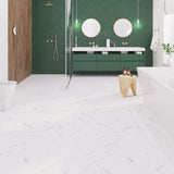 Lucida USA Marble White Stone Look 12-mil x 12-in W x 12-in L Waterproof Peel and Stick Vinyl Tile Flooring (36-sq ft/ Carton)