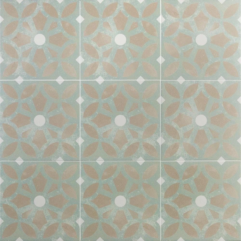 Artmore Tile Magnifico Green 9-in x 9-in Glazed Porcelain Encaustic Floor and Wall Tile product image