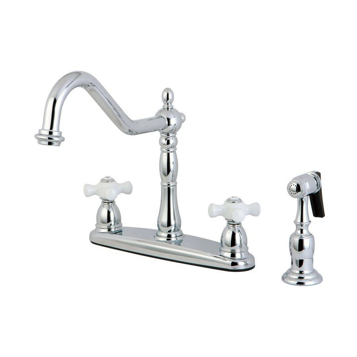 Elements of Design New Orleans Chrome 2-Handle Deck-Mount Bridge Kitchen Faucet with Side Sprayer
