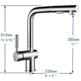 Single-Handle Pull Out Sprayer Kitchen Faucet in Brushed Nickel - Super Arbor