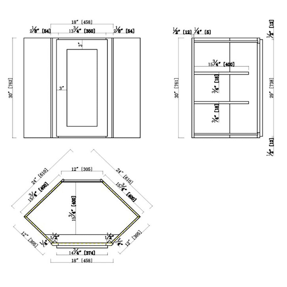 Design House Brookings 24-in W x 30-in H x 12-in D White Maple L-shaped Corner Wall Fully Assembled Plywood Cabinet (Recessed Panel Shaker Style)