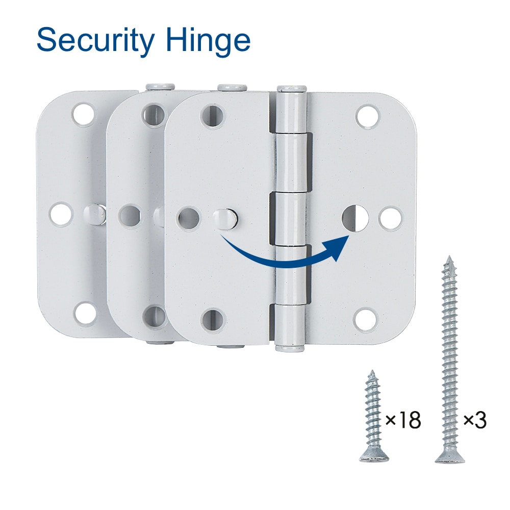 Everbilt 3-1/2 in. White Security Door Hinge, 5/8 in. Radius (3-Pack)