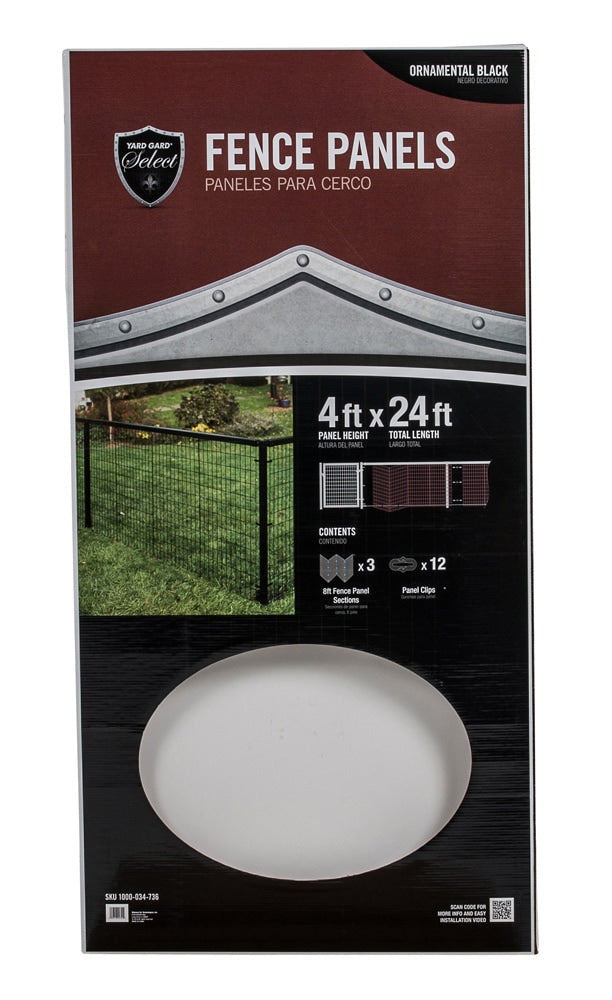 Yardgard Select 4-ft H x 8-ft W Black Steel Welded Wire Yard Fence Panel