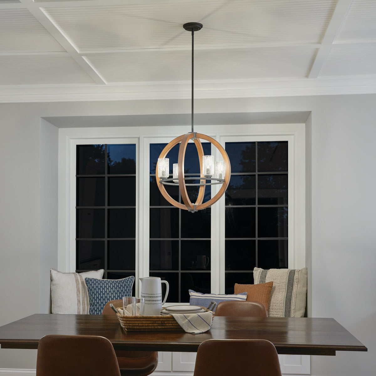 Kichler Grand Bank 4-Light Brown Farmhouse Cage Chandelier