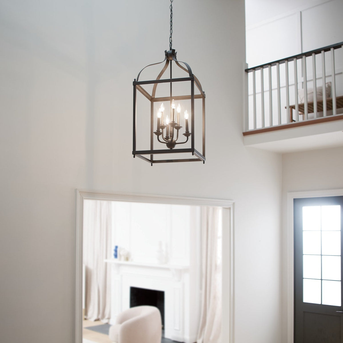 Kichler Larkin 6-Light Olde Bronze Transitional Cage Medium Hanging Pendant Light