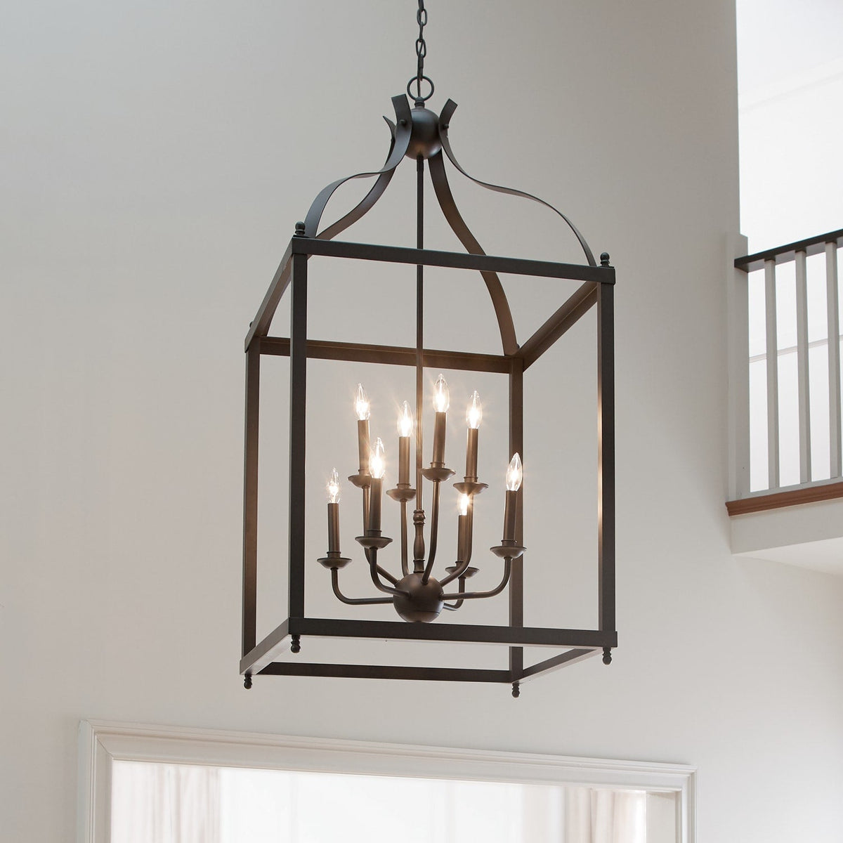 Kichler Larkin 8-Light Olde Bronze Transitional Cage Large Hanging Pendant Light