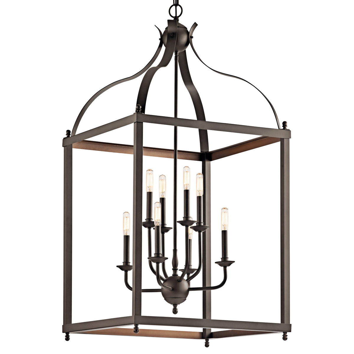 Kichler Larkin 8-Light Olde Bronze Transitional Cage Large Hanging Pendant Light
