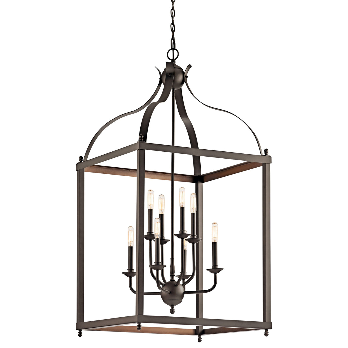 Kichler Larkin 8-Light Olde Bronze Transitional Cage Large Hanging Pendant Light