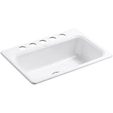 Bakersfield Undermount Cast Iron 31 in. 5-Hole Single Bowl Kitchen Sink in White - Super Arbor