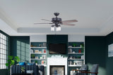 Hunter Lincoln Edison Style LED 52-in Matte Black Indoor Ceiling Fan with Light Kit, 5-Blade
