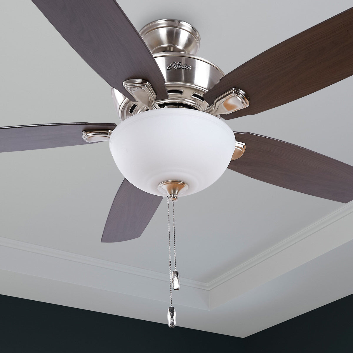 Hunter Creekside LED 52-in Brushed Nickel Indoor Ceiling Fan with Light Kit (5-Blade)