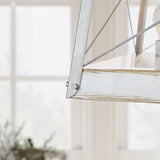 Progress Lighting Bradberry 5-Light Antique White and Galvanized Farmhouse Square Medium Hanging Pendant Light