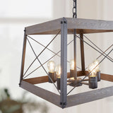 Progress Lighting Bradberry 5-Light Weathered Oak and Graphite Farmhouse Lantern Medium Hanging Pendant Light