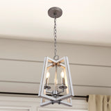 Progress Lighting Forrester 3-Light Antique White and Galvanized Farmhouse Lantern Medium Hanging Pendant Light